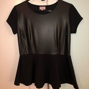 Women’s leather peplum blouse